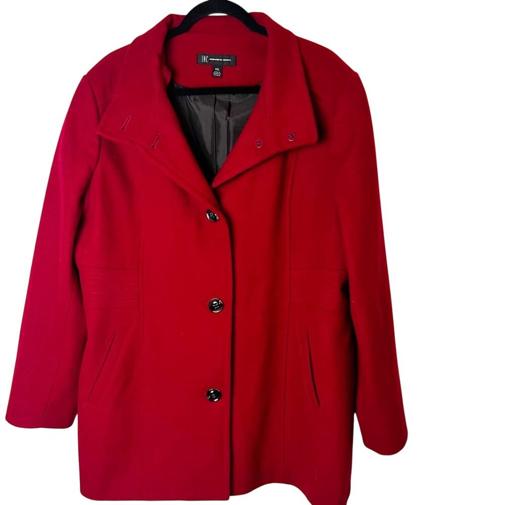 INC International Concepts SZ XXL Red Wool Mid Length Button Down Coat